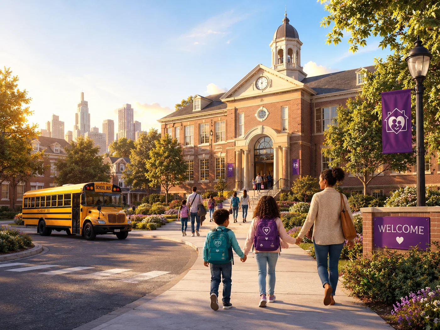 Family comparing K-12 school options